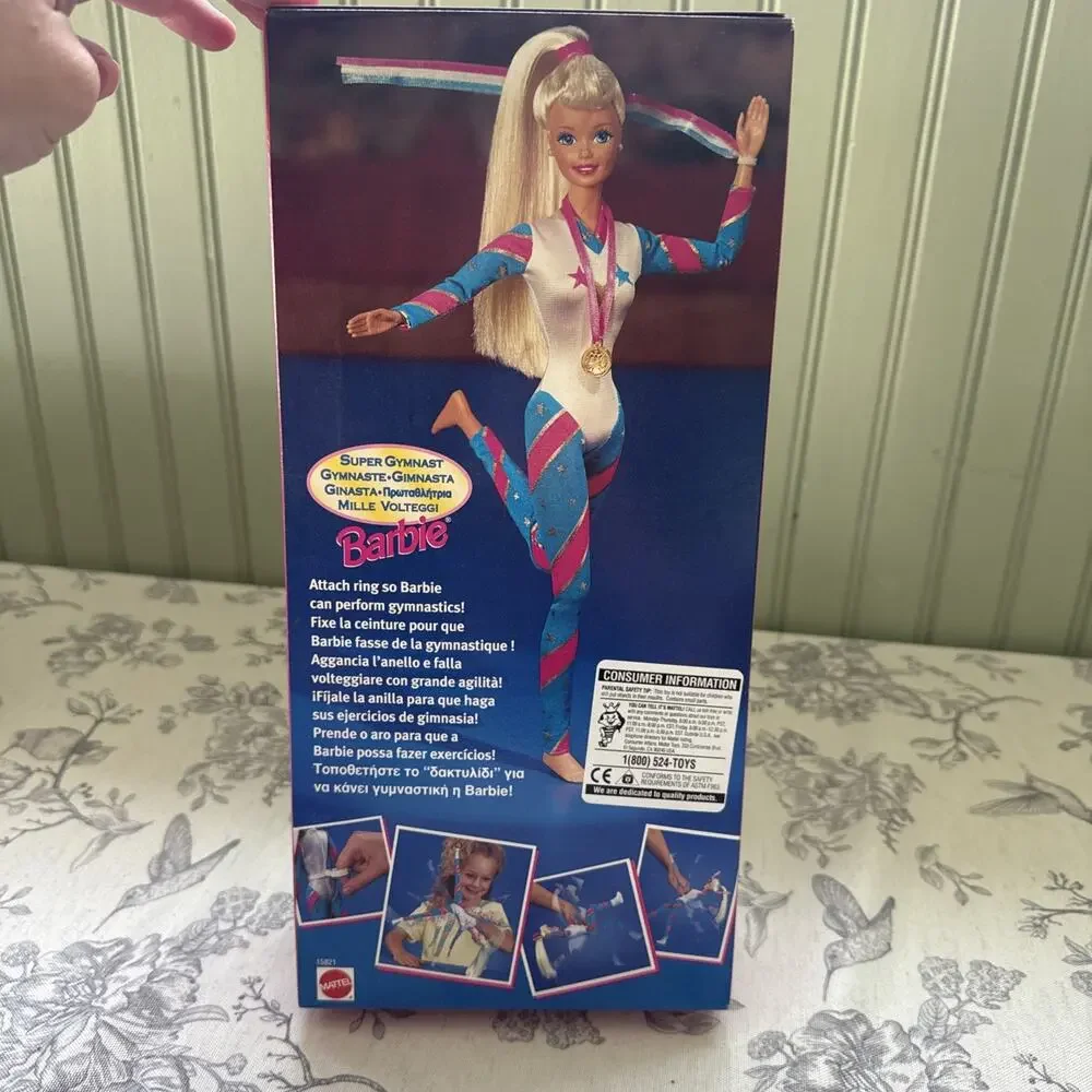 VTG NEW 1995 Barbie SUPER GYMNAST Doll Blonde Hair #15821 NRFB Multilingual box